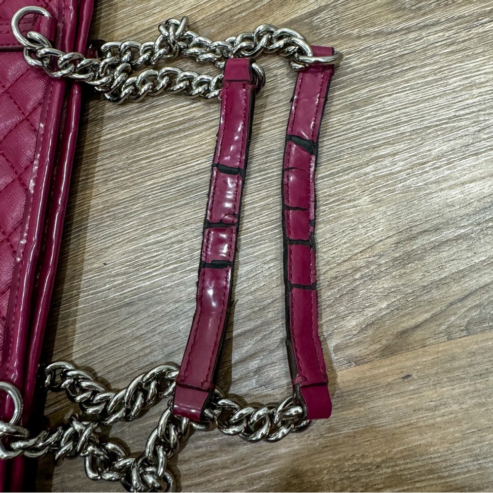 Coach Metro Quilted Chain Tote Purse Cranberry/Claret, Large Size, Style #F32905 - Picture 9 of 11